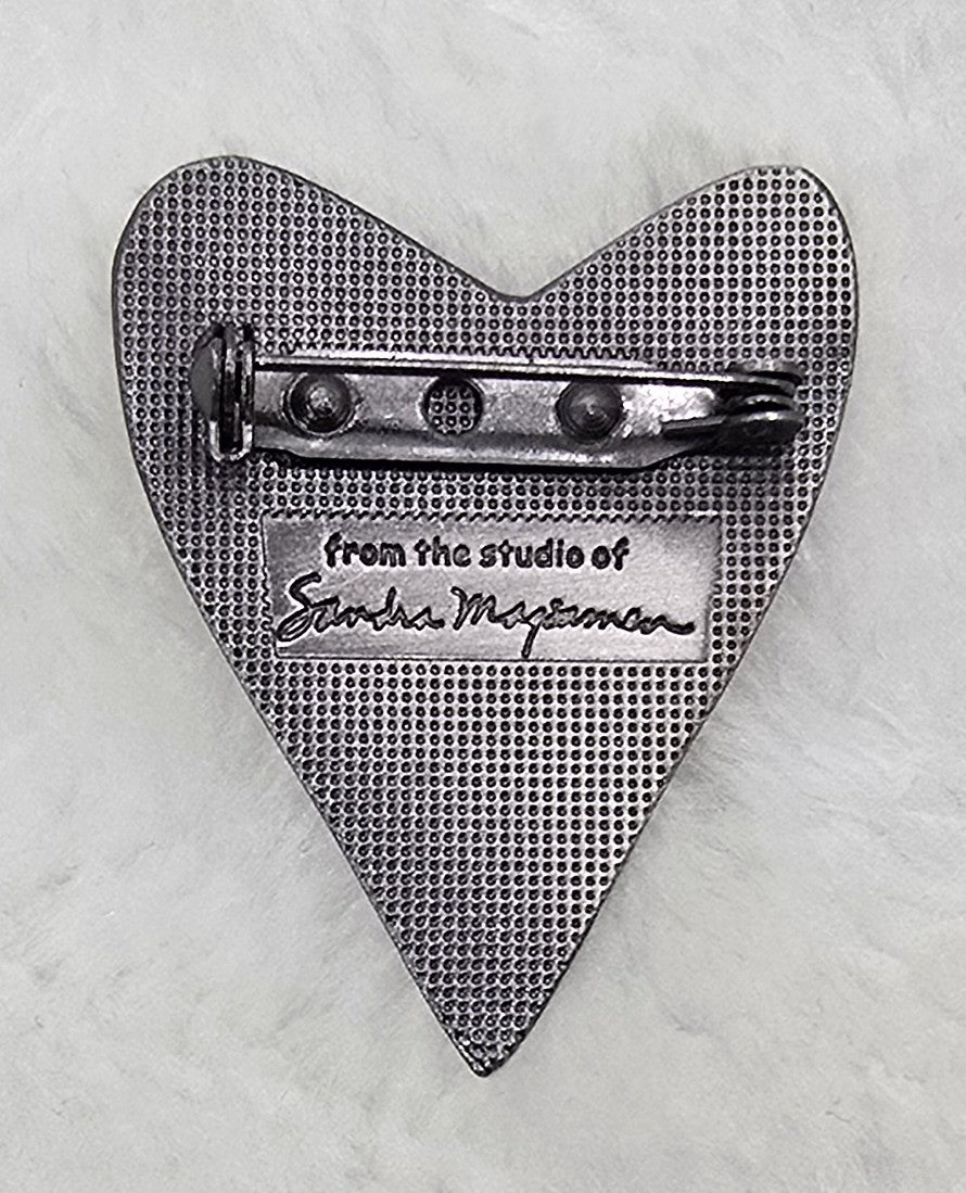 Vintage Inspirational Heart Brooch Pins